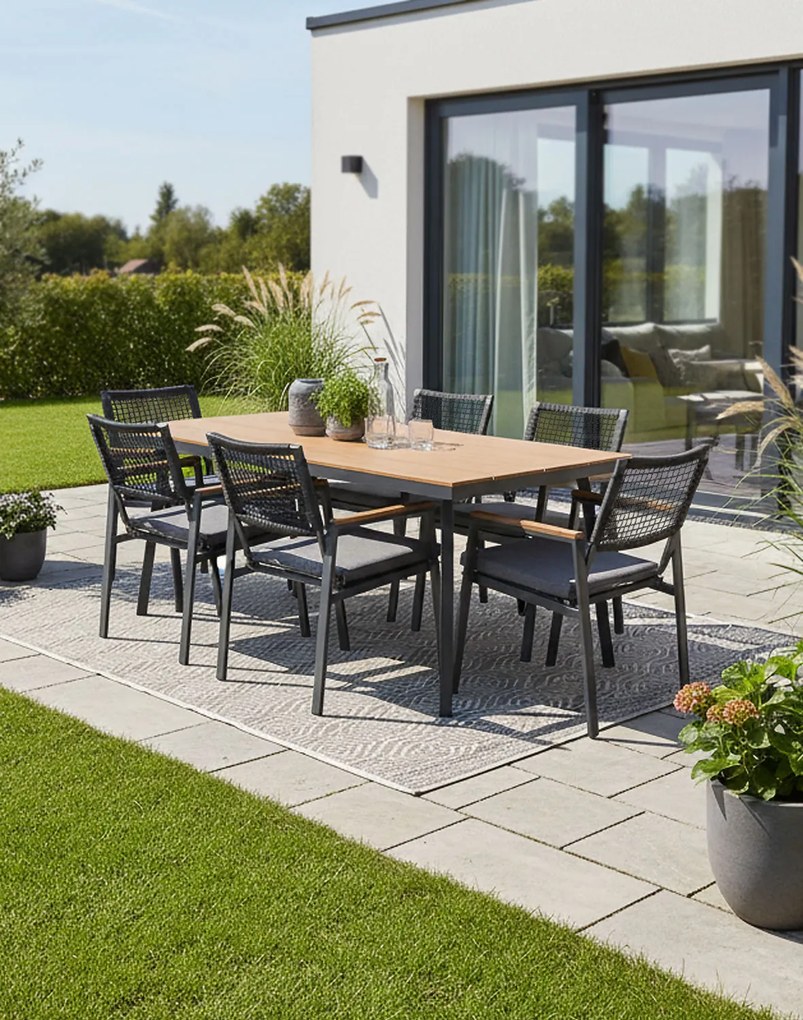 Záhradný set pre 6 osôb Santos, hliníkový, sivý