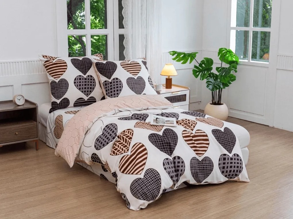Flanelové obliečky z mikrovlákna STRIPE HEART farebné Rozmer obliečky: 70 x 90 cm | 140 x 200 cm