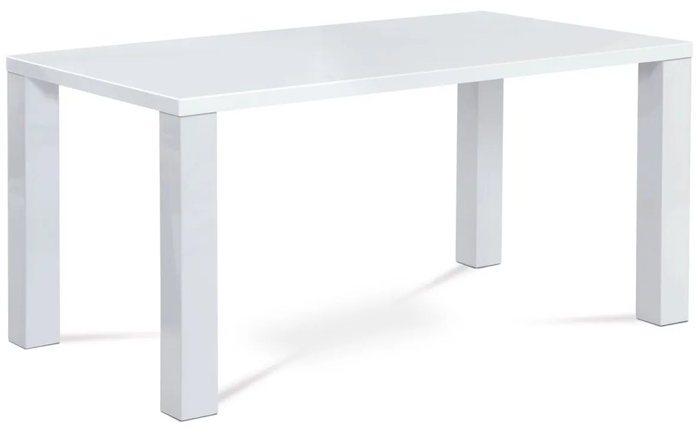 Autronic - jedálenský stôl 160x90x76 cm, vysoký lesk biely - AT-3008 WT AKCE