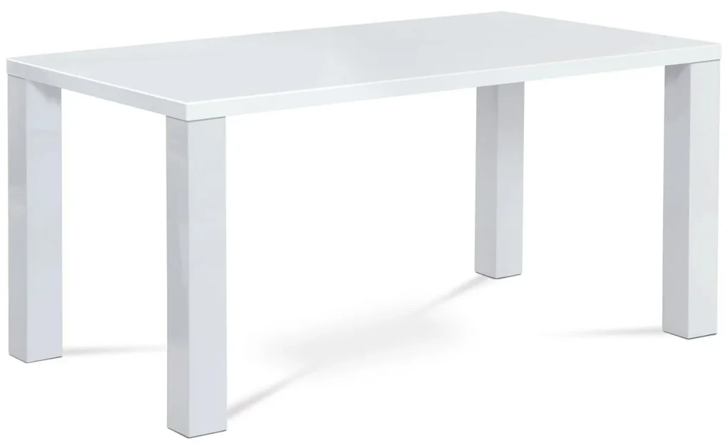 Autronic - jedálenský stôl 160x90x76 cm, vysoký lesk biely - AT-3008 WT AKCE