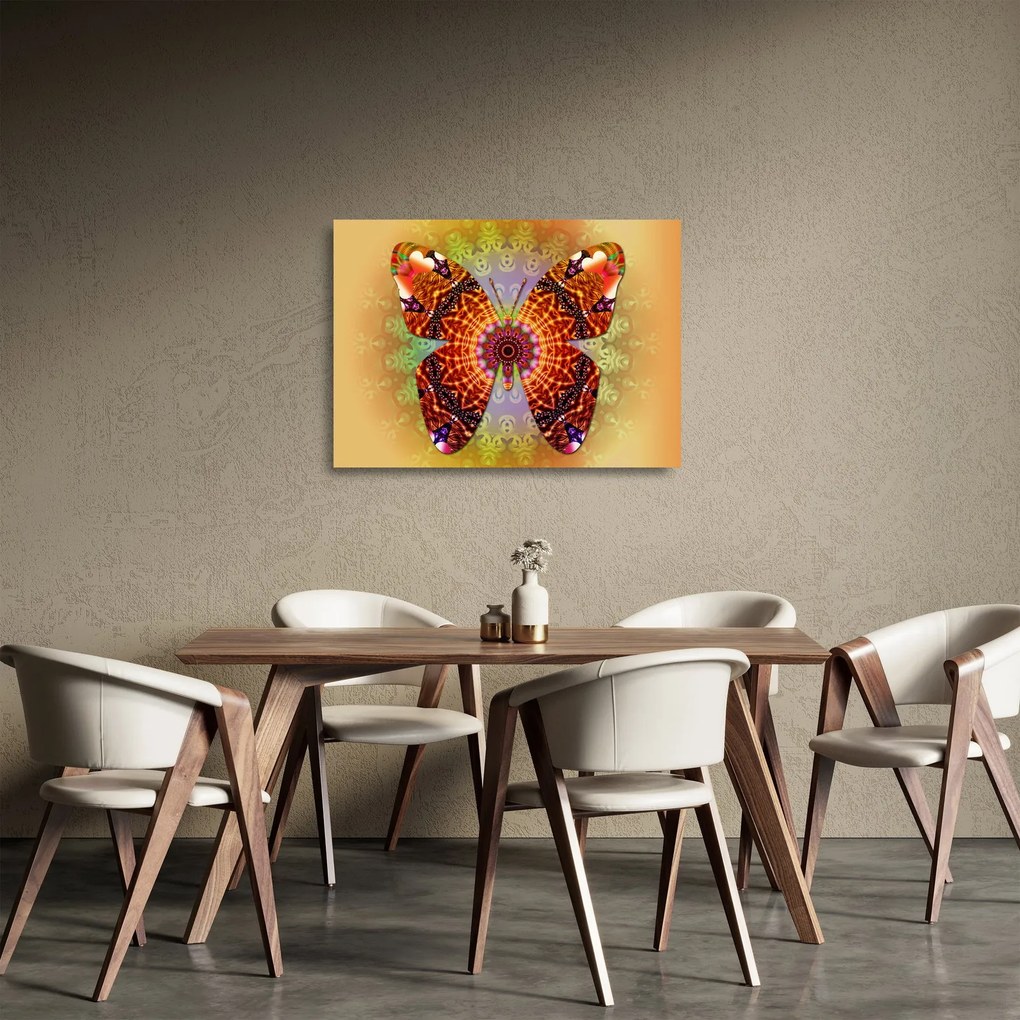 Sklenený obraz - Etno motýľ (70x50 cm)