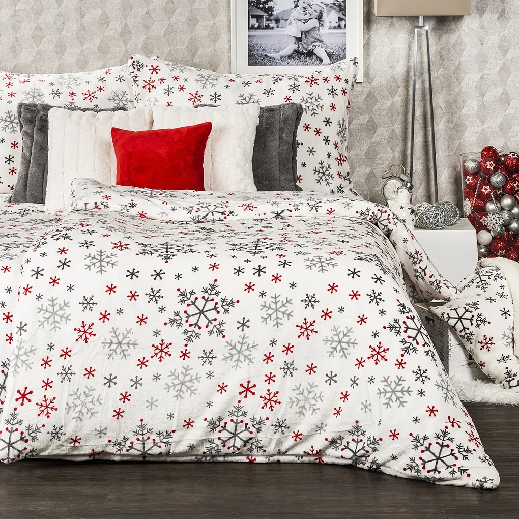 4Home obliečky mikroflanel Snowflakes, 140 x 220 cm, 70 x 90 cm