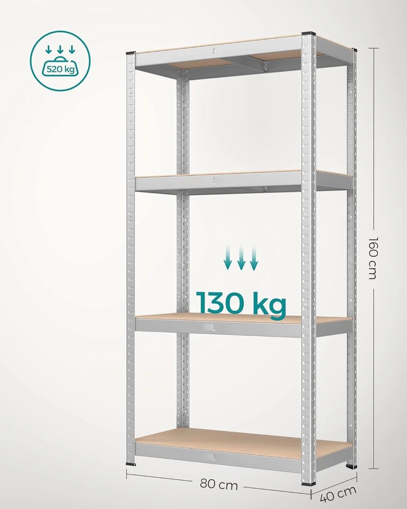 Dílenský regál Busta 80 cm stříbrný/hnědý