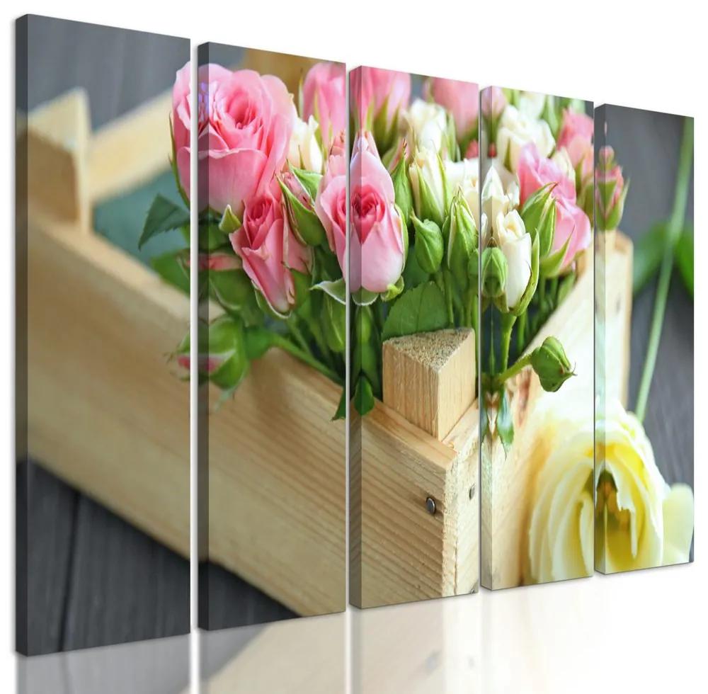 5-dielny obraz bednička plná ruží