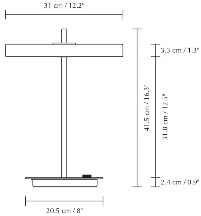 Čierna kovová LED stmievateľná stolová lampa s kovovým tienidlom (výška 41,5 cm) Asteria Table – UMAGE