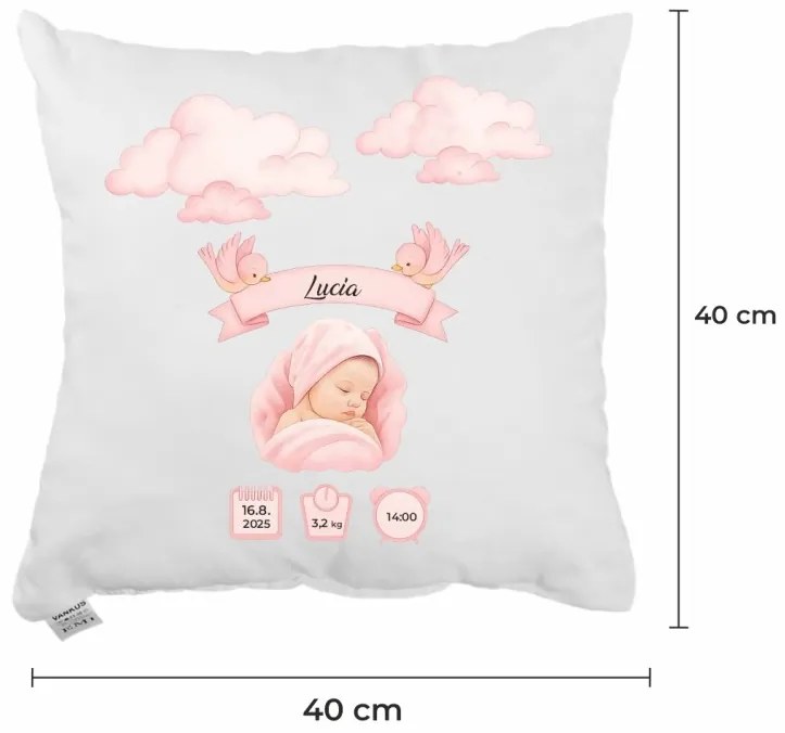 Vankúš s vlastnou potlačou Dievča 40x40 cm EMI