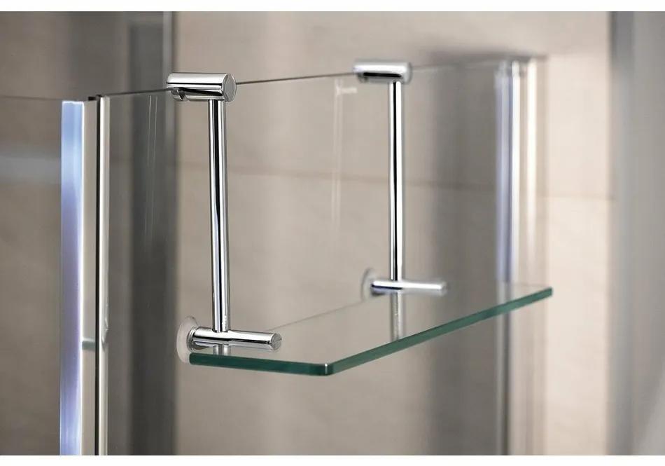 SAPHO 1301-15 závesná sklenená polička na sprchovú zástenu 40 x 18 x 12,5 cm, strieborná