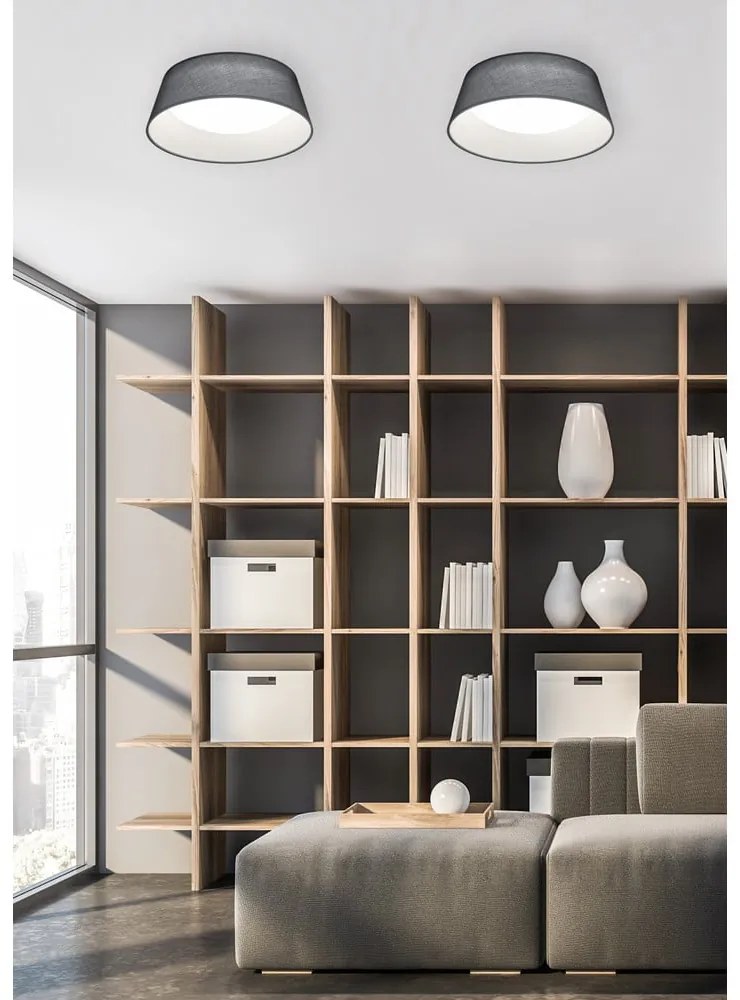 Čierne LED stropné svietidlo s textilným tienidlom Ponts – Trio