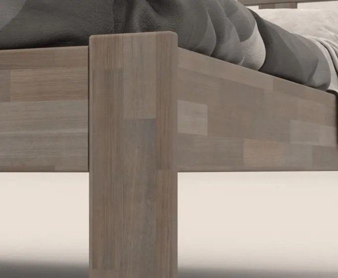 Rohová posteľ so zástenou vľavo Tema L 180x200 cm, šedý buk