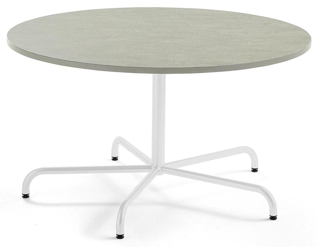 Stôl PLURAL, Ø 1300x720 mm, linoleum - šedá, biela