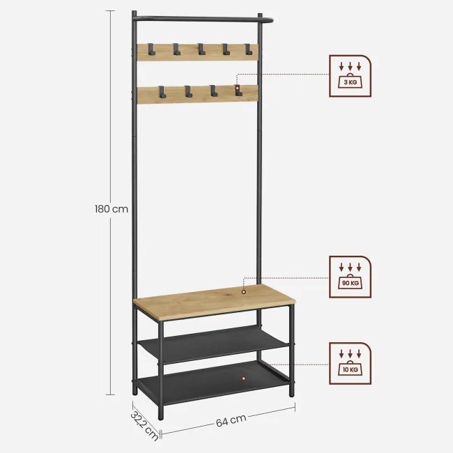 Vešiakový stojan s botníkom HSR411B88 dub artisan