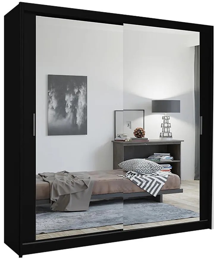 Skriňa Lux 203 čierna + 2 x Zrkadlo