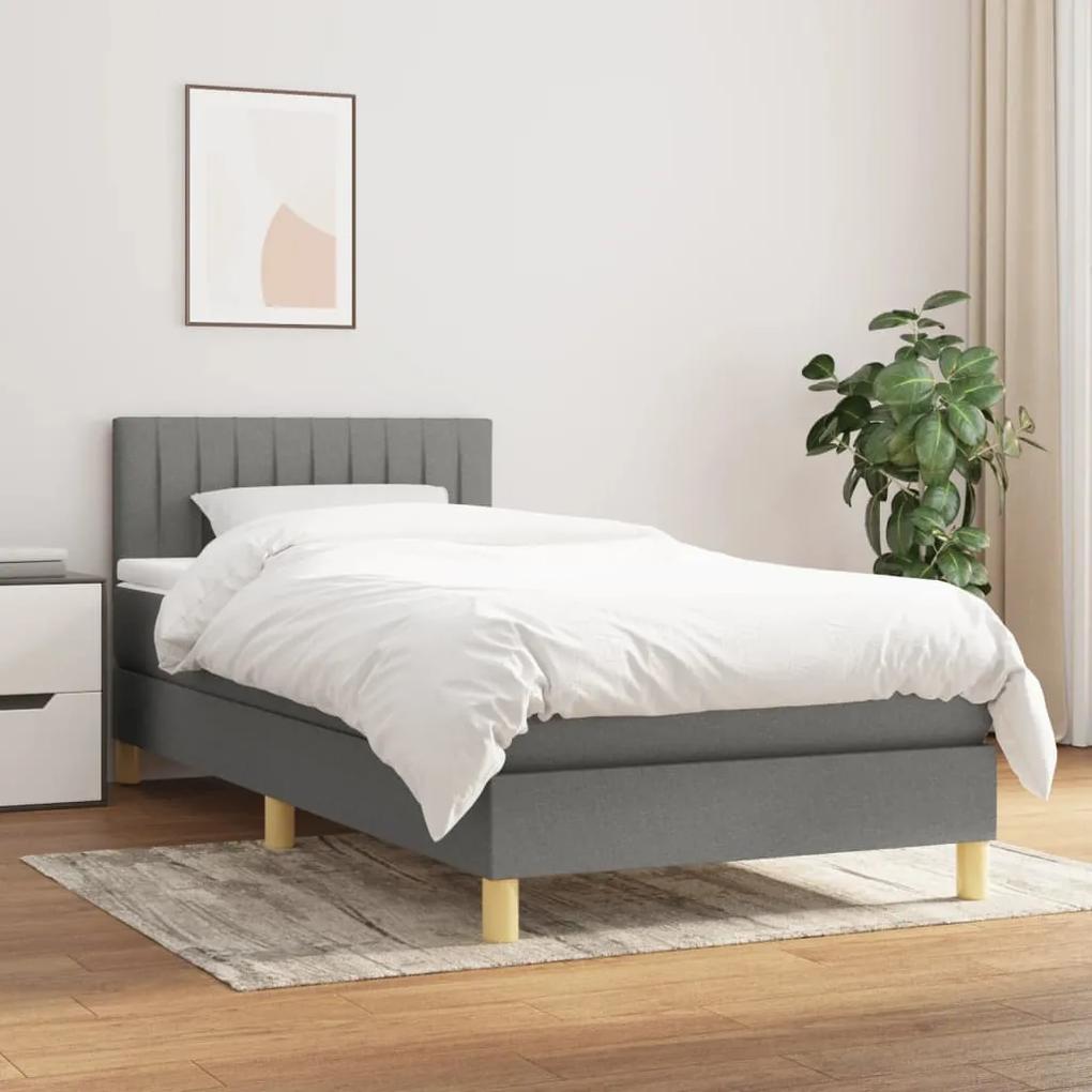 Boxspring posteľ s matracom tmavosivá 90x200 cm látka 3140746