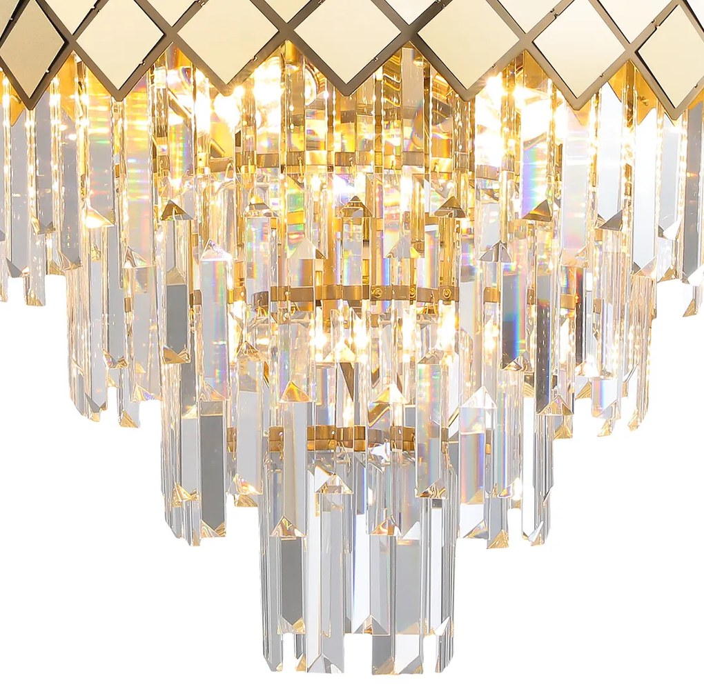 EUlight Luster Carisma, 1x krištáľové/zlaté kovové tienidlo, (fi 50cm), g