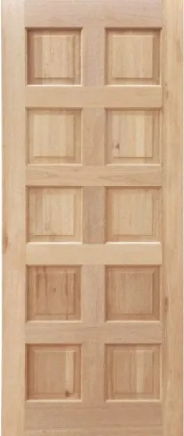Kazetové dvere posuvné - 10 kazetkové 60cm, 203cm, hladký, surové drevo bez farby a laku