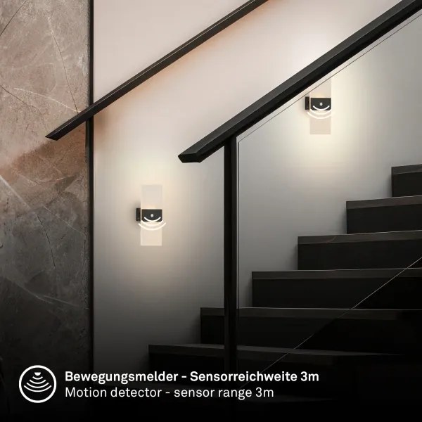 Briloner 3888015 - LED dobíjateľné nástenné svietidlo so senzorom AURA LED/2,5W/5V 1800 mAh čierne