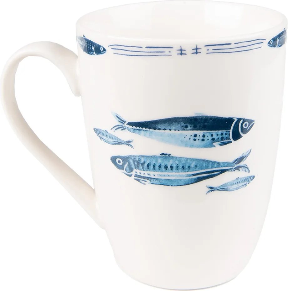 Porcelánový hrnček s rybkami Fish Blue - 12 * 9 * 11 cm / 330 ml