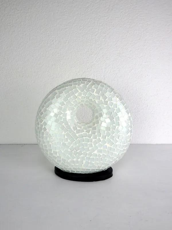 Stolná lampa biela, Donat , 25 cm, ručná práca, mozaika