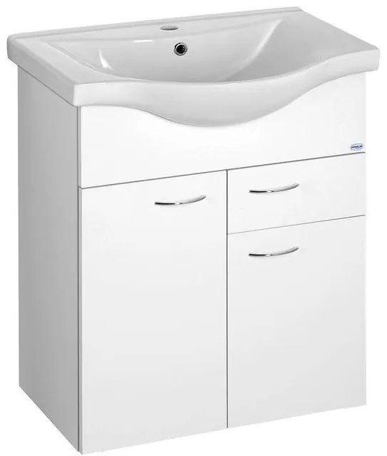 Aqualine Aqualine, KERAMIA FRESH umývadlová skrinka, 1 zásuvka, 60,6x74x33,7cm, biela, 50064A