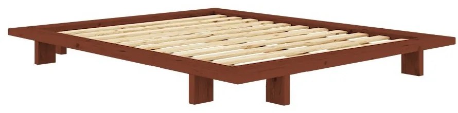 Dvojlôžková posteľ z borovicového dreva bez čela s roštom 180x200 cm v terakotovej farbe Japan – Karup Design