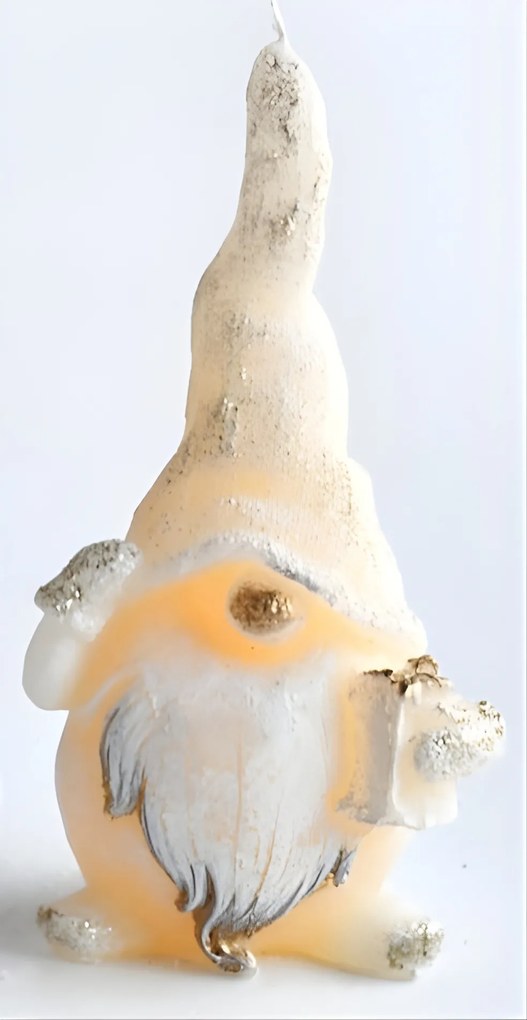 Vánoční dekorativní svíčka Skřítek 15 cm krémová