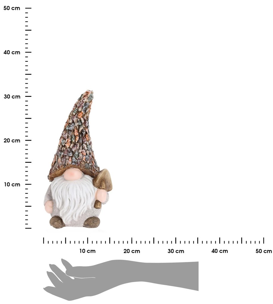 Záhradná figúrka z polyresinu Gnome 1, 30,5 cm, viacfarebná