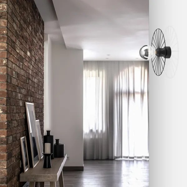 Nástenné svietidlo MONTANA 1xE27/15W/230V pr. 30 cm čierna