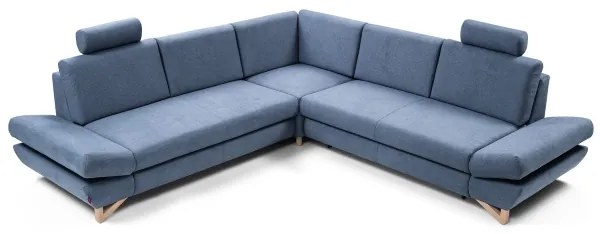 Rozkladacia rohová čalúnená sedacia súprava AVESTA do tvaru L s úložným priestorom, modrá