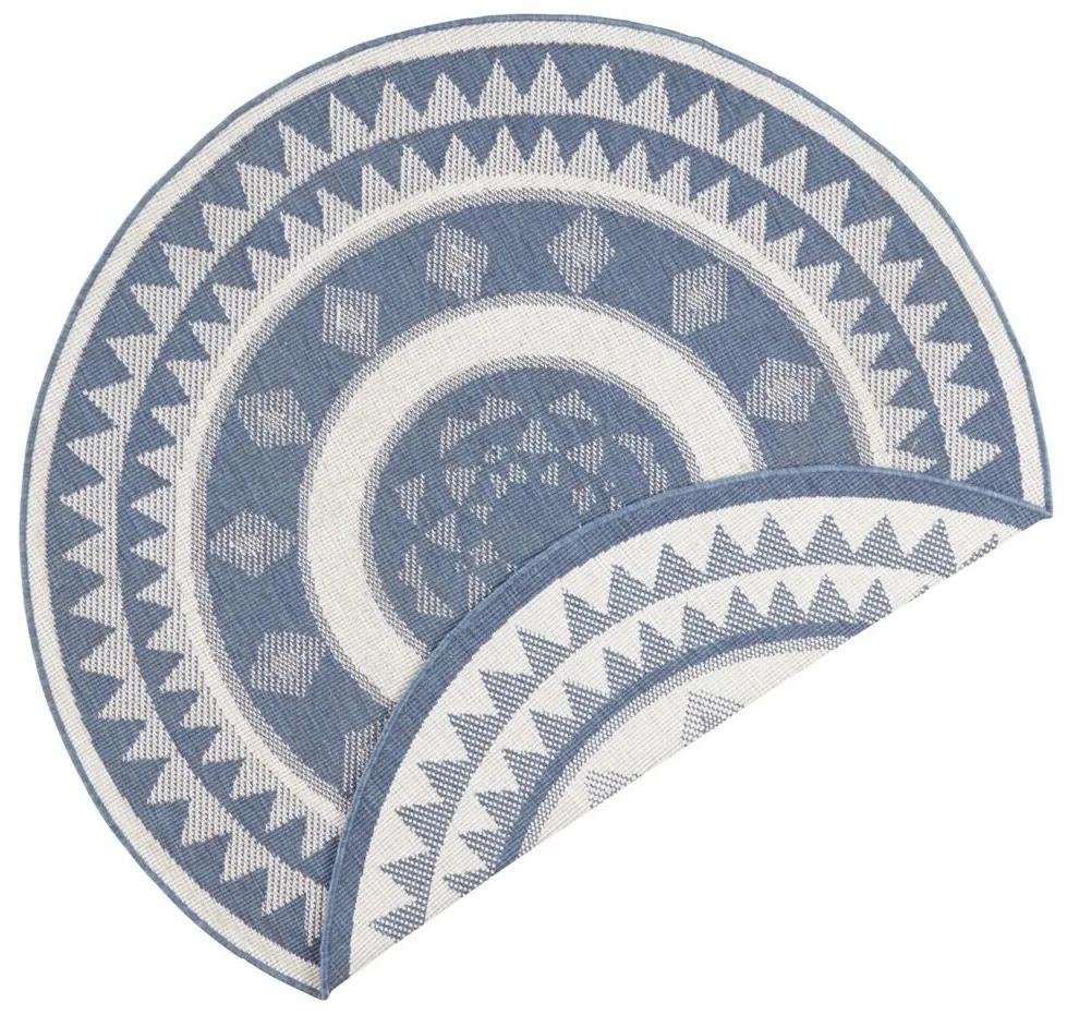 NORTHRUGS - Hanse Home koberce Kusový koberec Twin Supreme 103414 Jamaica blue creme – na von aj na doma - 200x200 (priemer) kruh cm