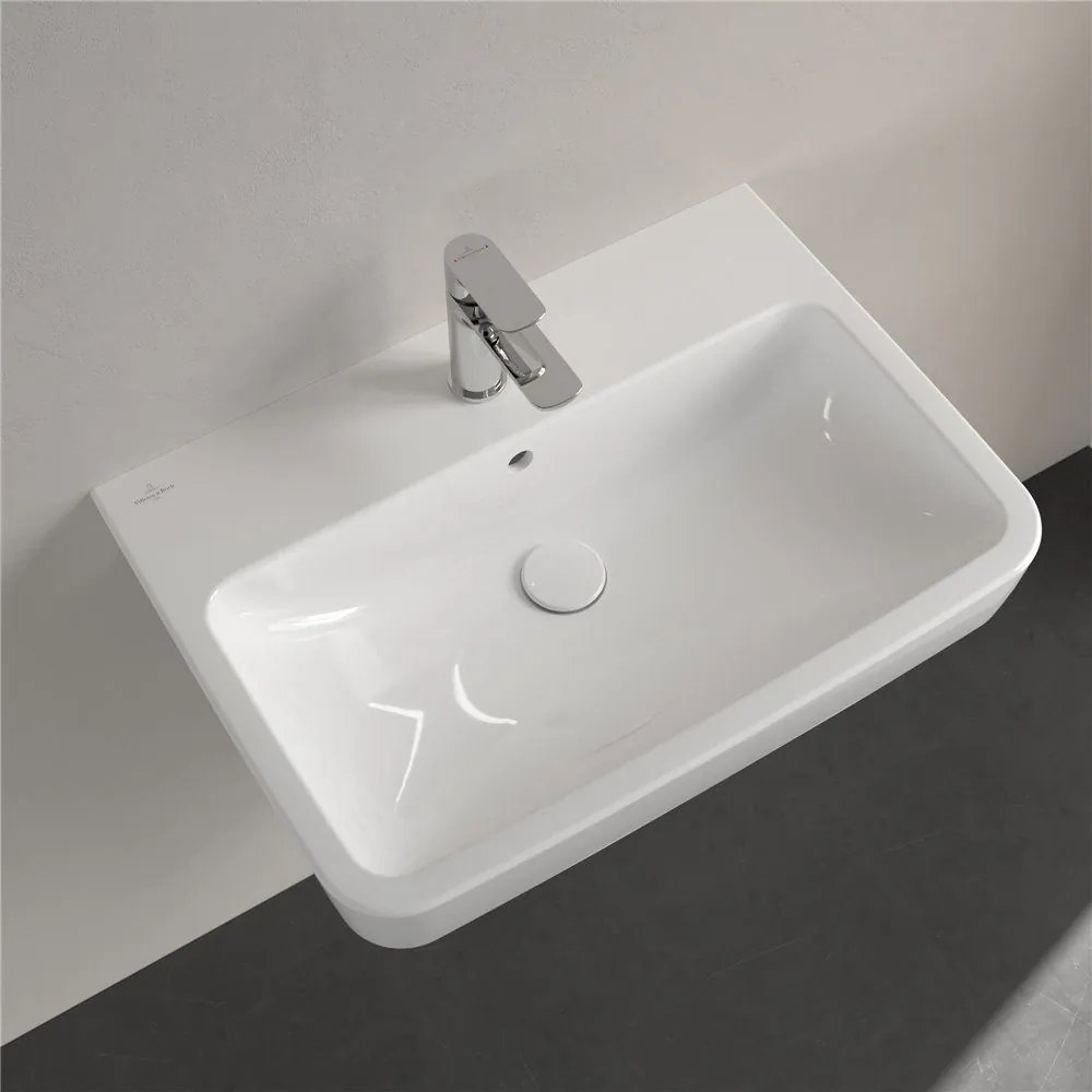 VILLEROY & BOCH O.novo závesné umývadlo s otvorom, s prepadom, 650 x 460 mm, biela alpská, s povrchom AntiBac a CeramicPlus, 4A4165T2