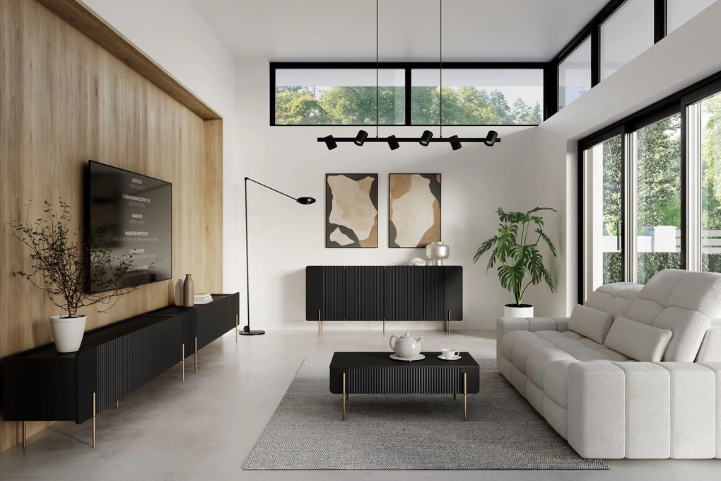 Konferenčný stolík Malmi 100 cm - čierny mat / zlatá