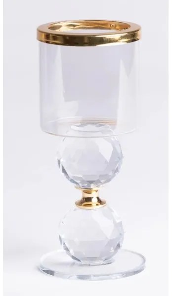 SADA 3x svietnikov, zlaté/priehľadné