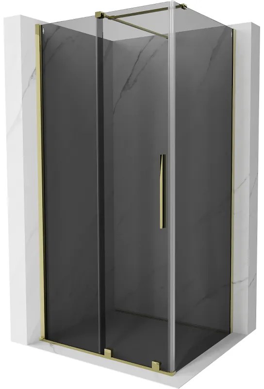 Mexen Velar, sprchový kút s posuvnými dverami 120 x 80 cm, 8mm šedé sklo, zlatá lesklá, 871-120-080-41-50