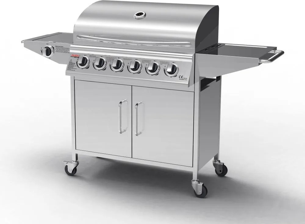 Plynový nerezový BBQ gril so 6 horákmi + bočným horákom CHICAGO