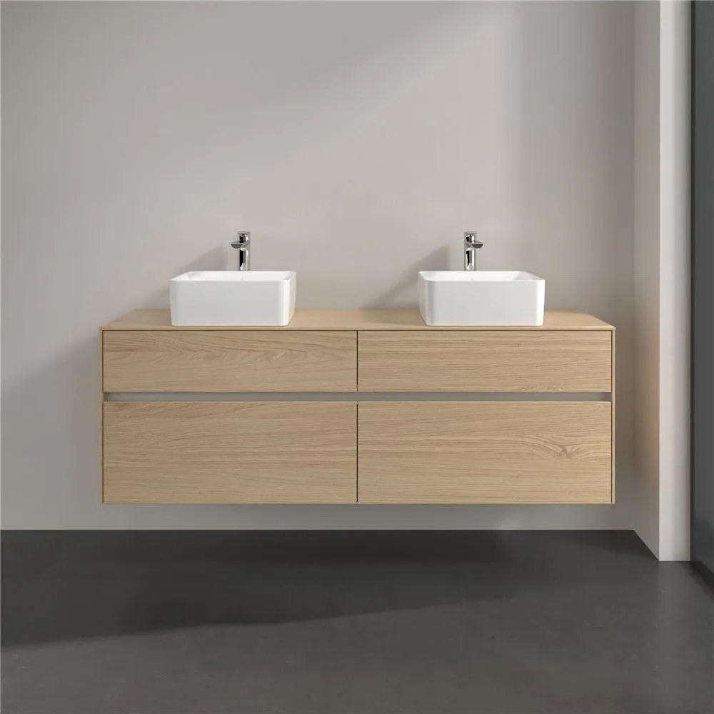 VILLEROY &amp; BOCH Collaro závesná skrinka pod dve umývadlá na dosku, 4 zásuvky, 1600 x 500 x 548 mm, Nordic Oak, C05200VJ