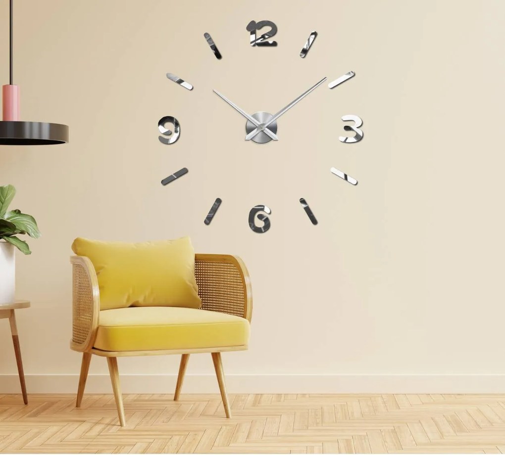 Hodiny na stenu nalepovacie | CJUMBO: Zrkadlo SILVER Farba čierna RAL 9005 80 cm 3492-108478 12S026