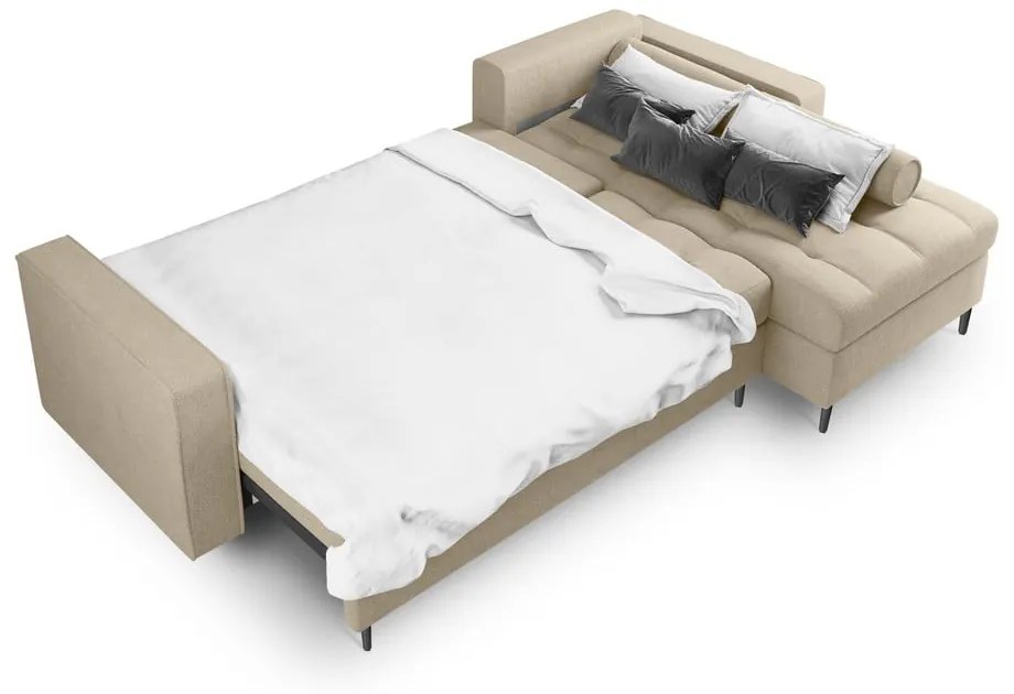 Béžová rozkladacia rohová pohovka Milo Casa Santo, pravý roh