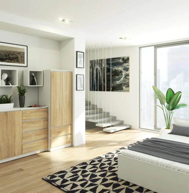 Skriňa STAR S 60 cm 2D 2SZ biela / sonoma