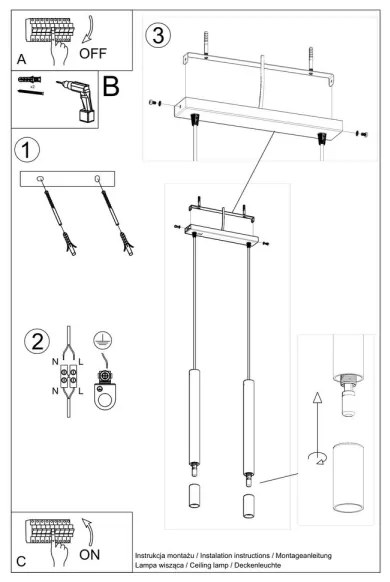 Sollux SL.0961 - Luster na lanku VIZIER 2xG9/40W/230V čierna