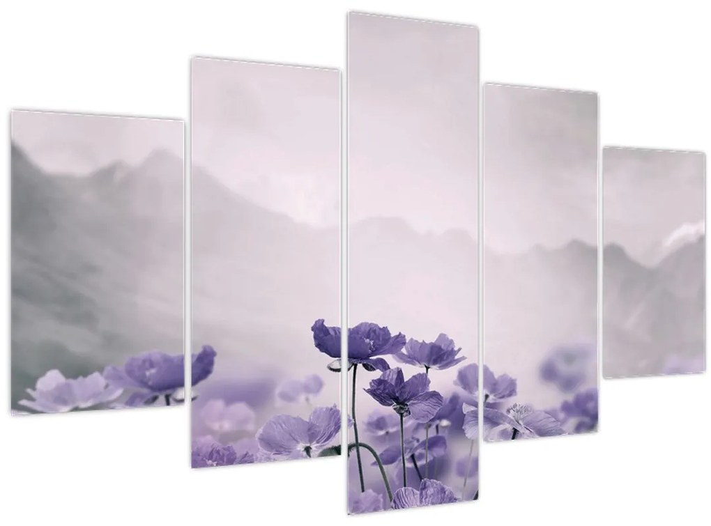 Obraz - Fialové kvety v horách (150x105 cm)