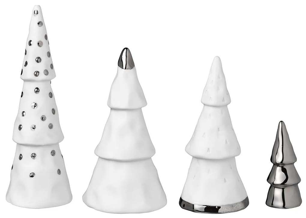 Porcelánová sada WINTER FOREST v striebornej farbe, 4 ks
