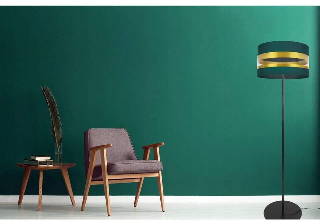 Stojacia lampa Intense Gold, 1x textilné tienidlo (výber zo 6 farieb), (výber z 3 farieb konštrukcie), (fi 35cm), o
