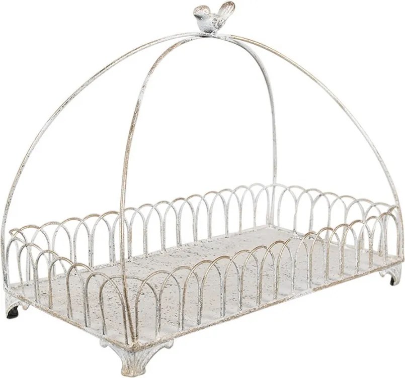 2ks biely antik kovový dekoračný košík s vtáčikmi Bird - 39*20*30 / 30*15*22 cm