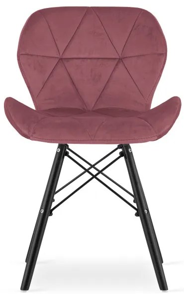 Set troch jedálenských stoličiek LAGO zamatové, tmavoružové / čierne (3 ks)