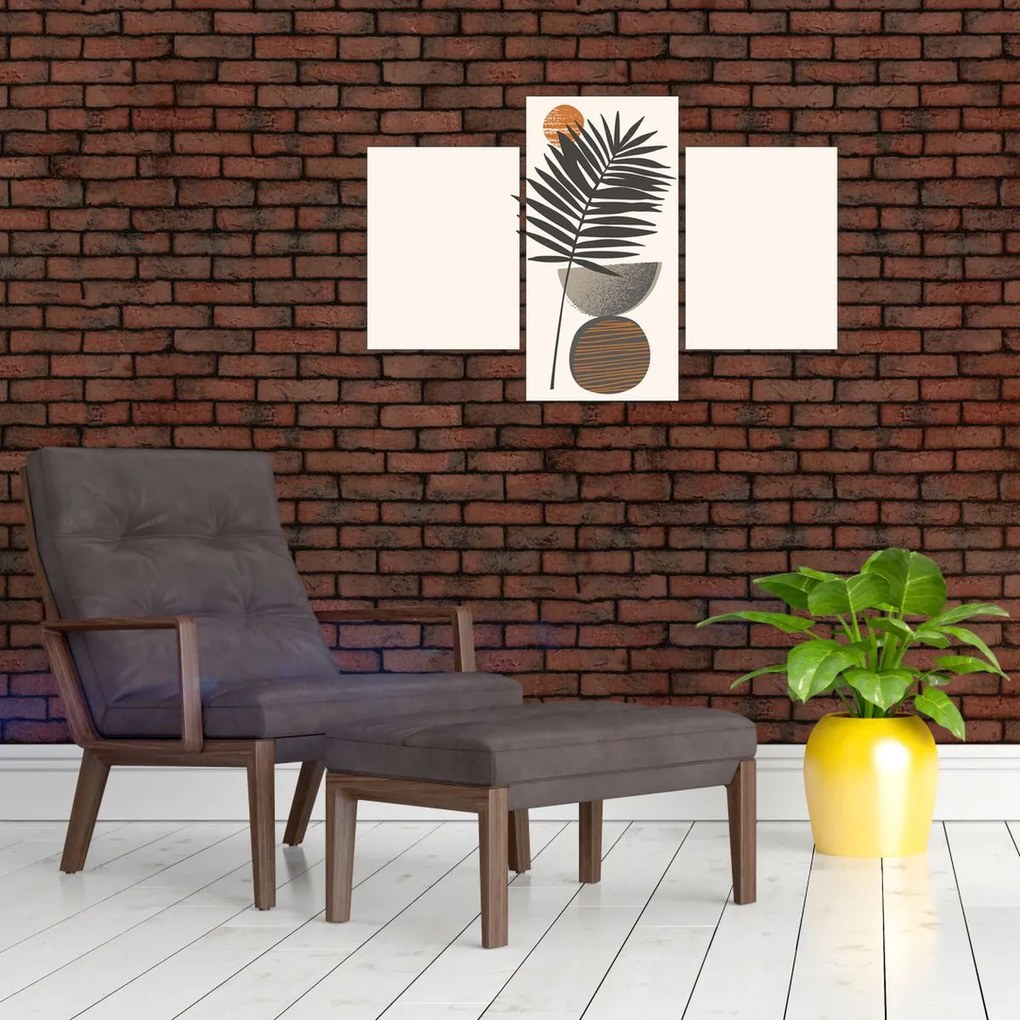 Obraz - Abstrakcia s palmovým listom (90x60 cm)