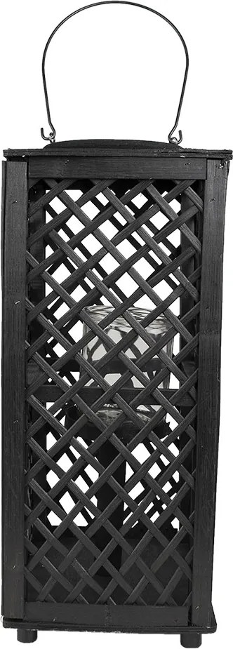 Čierny drevený závesný lampáš Bamboo - 21*21*50 cm