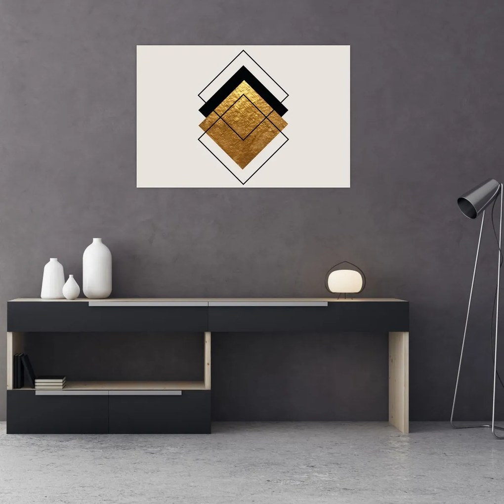 Obraz - Abstrakcia zlatá a biela N⁰1 (90x60 cm)