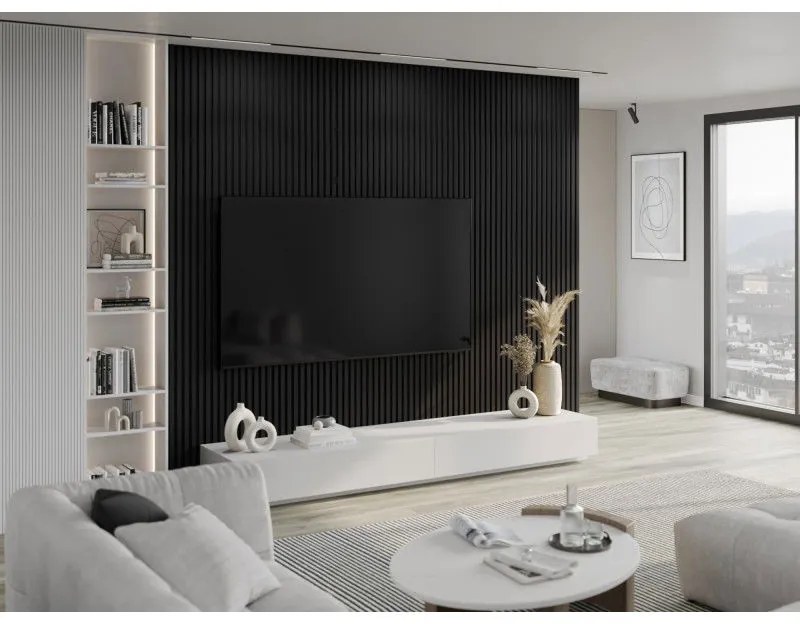 Mexen Lam-F, akustické stenové lamely 275 × 31,5 cm, filc 6 mm, čierna lesklá, S105-275317-2812-055