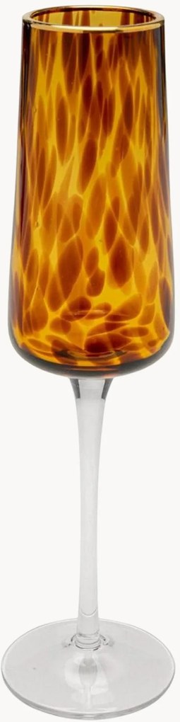 Ručne vyrobené poháre na šampanské Caramel, 4 ks
