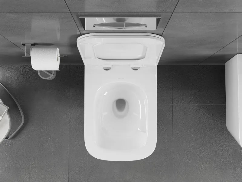 Mexen Teo, závesná WC misa 510x345x340 mm, Rimless Tornádo + WC sedadlo z duroplastu, biela lesklá, 30850700T